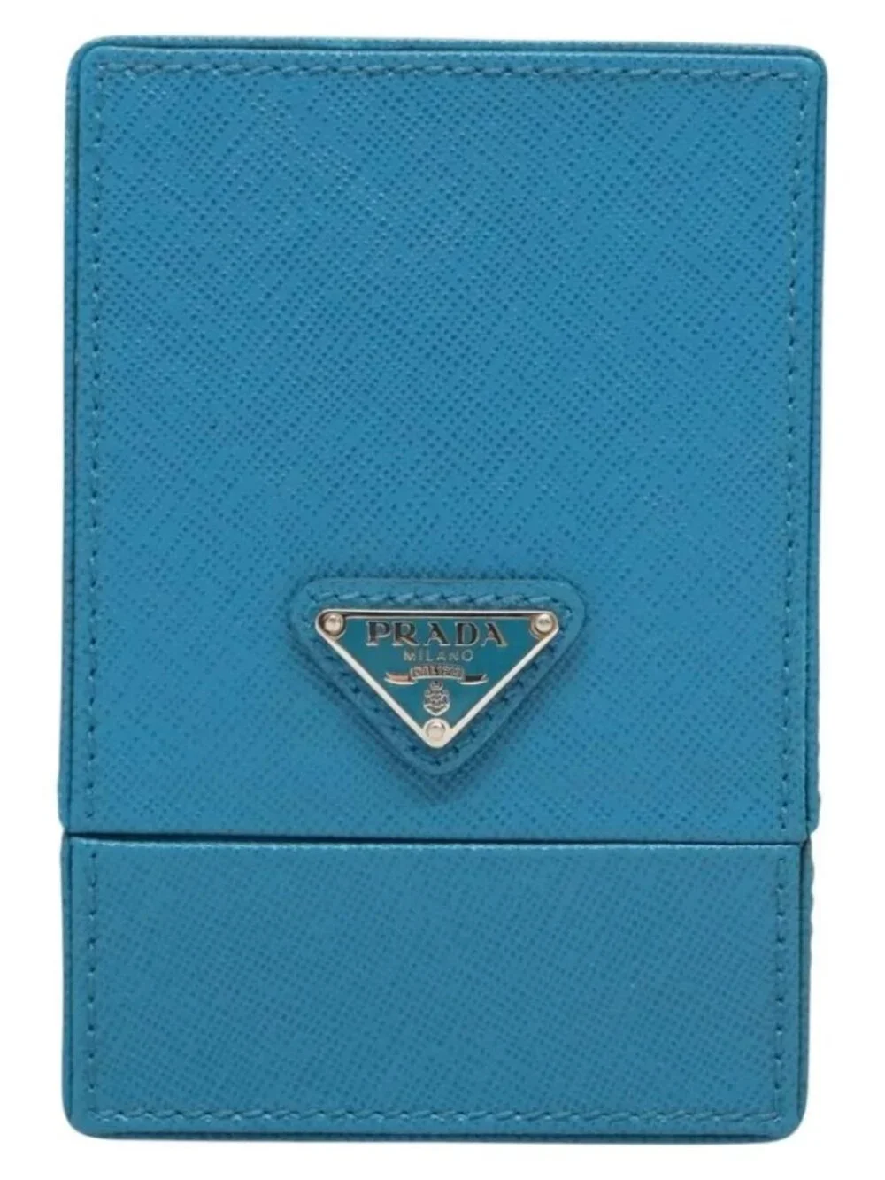 PRADA Cosmetic Pouch Leather Blue Auth 118869M